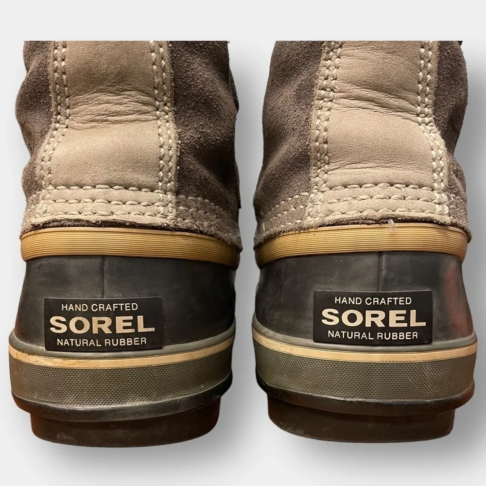 Sorel Joan of Artic Waterproof Winter Suede Rain Boots Quarry Black Sand Size 8